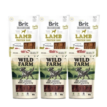 BRIT Jerky Snack Jahňacie + jahňacie klobásy WILD FARM 6x80g