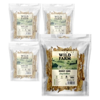 Psí maškrta WILD FARM králičie uši 4x300g
