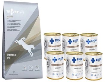 Trovet DPD Intestinal - Duck & Potato 10kg & ENZO VET Črevná diéta pri ochoreniach tráviaceho traktu s jahňacinou pre psov 6x400g