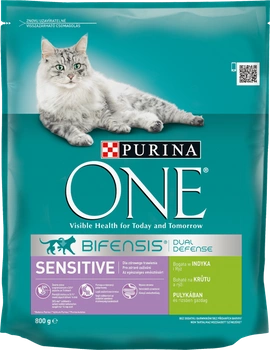 Purina One Cat Sensitive krmivo pre mačky s morčacím mäsom 800g