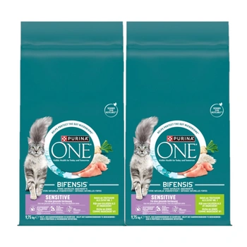Purina One Sesitive krmivo s morčacím mäsom a ryžou pre dospelé mačky 2x9,75 kg