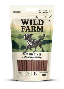 WILD FARM hovädzie tyčinky 80 g psie maškrty