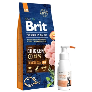 BRIT Premium By Nature Senior S+M 15kg & prípravok na starostlivosť o uši pre psov 75 ml