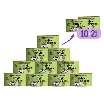 Paka Zwierzaka - morčacie a teľacie mokré krmivo 10x200g+2 szt GRATIS !!!