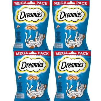 DREAMIES 4x180 g - pochúťka pre mačky s vynikajúcou príchuťou lososa