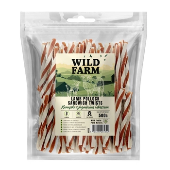 WILD FARM Sendvič s jahňacím mäsom a treskou 500g psia maškrta
