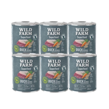 WILD FARM Superfood Duck (kačica s quinoou, mrkvou a bylinkami) 6x800g krmivo pre psov bez obilnín