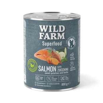 WILD FARM Superfood Salmon (losos s cuketou, sladkým zemiakom a bylinkami) 800g krmivo pre psov bez obilnín