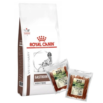 Royal Canin Fibre Response - Veterinary Diet 14kg & WILD FARM 2x500g maškrty pre psov