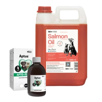Orion Pharma Aptus Apto-Flex sirup 200 ml & Lab-v Lososový olej 100% pre psy a mačky 5000 ml