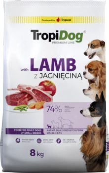 TROPIDOG Premium Adult Small Breeds s jahňacím mäsom a ryžou 8kg