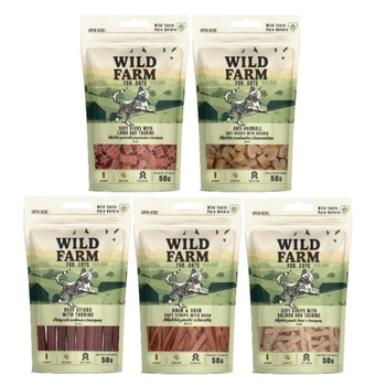 WILD FARM MIX OF FLAVORS maškrta pre mačky 5x50g