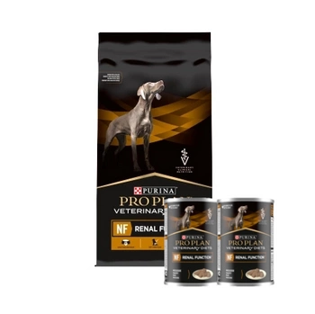 PRO PLAN Veterinary Diets NF Renal Function Suché krmivo pre psov 12 kg + 2xPRO PLAN Veterinary Diets NF Renal Function Mokré krmivo pre psov Mousse 400g