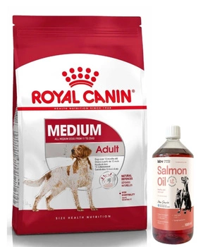 ROYAL CANIN Medium Adult 15kg + LAB V Lososový olej pre psov a mačky 1000ml