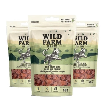 Maškrta pre mačky WILD FARM jahňacie hviezdičky s taurínom 3x50g