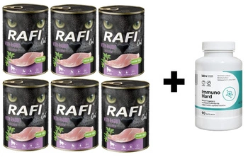RAFI dospelá mačka sterilizovaná králikom 6x400g + LAB-V Immuno Hard – Posilnenie imunity pre psov a mačky 90 kapsúl