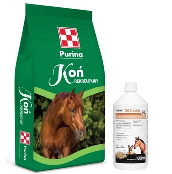 Purina Rekreačný kôň 20 kg & LAB-V Leinöl ľanový olej pre kone 1000ml