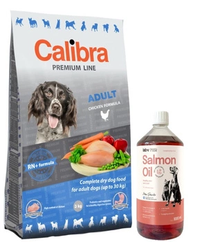 Calibra Premium Adult 12 kg + LAB V Lososový olej pre psov a mačky 1000ml