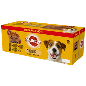 PEDIGREE Adult vrecúško 40x100 g - Zmiešané príchute v omáčke, kompletné vlhké krmivo pre dospelých psov