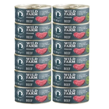 WILD FARM Mousse Beef 12x80g - pena pre mačky bez obilnín
