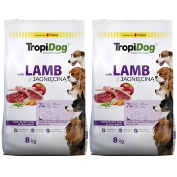 TROPIDOG Premium Adult Small Breeds s jahňacím mäsom a ryžou 2x8kg