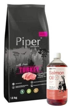 DOLINA NOTECI Piper Animals Junior s moriakom 12 kg & LAB V Lososový olej pre psov a mačky 1000ml