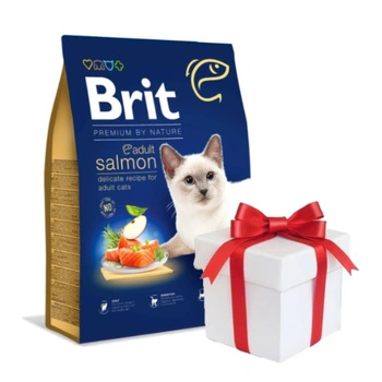 BRIT Premium By Nature Adult Cat Salmon 8kg + Prekvapenie pre mačku ZADARMO!