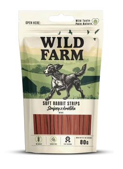 WILD FARM králičie prúžky 80g pochúťka pre psa