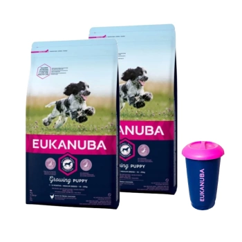 Eukanuba Puppy & Junior Medium Breed 2x3 kg + 4,5 kg nádoba na potraviny ZADARMO
