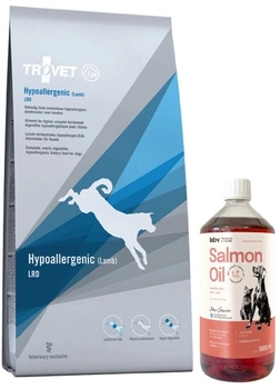 TROVET LRD Hypoallergenic - jahňacie mäso (pre psa) 10kg  & LAB V Lososový olej pre psov a mačky 1000ml
