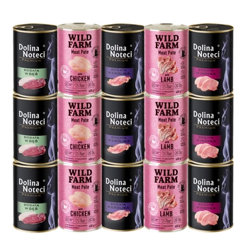 Dolina Noteci Premium + WILD FARM Pate Mix 15x400g