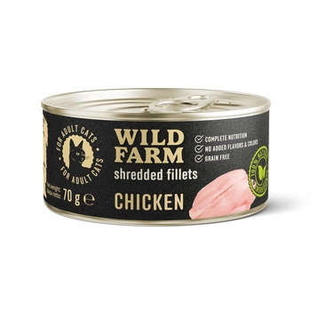 WILD FARM Fillets Chicken 70g - mokré krmivo pre mačky bez obilnín vo vývare