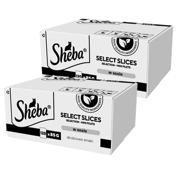 SHEBA Selection Select Slices Poultry Flavors kapsičky 240x85 g - kompletné mokré krmivo pre dospelé mačky, v omáčke