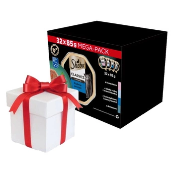 SHEBA Classics rybie príchute tácky 32x85g + Prekvapenie pre mačku ZADARMO!