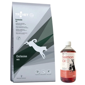 TROVET NVD Exclusion - 12,5kg & LAB V Lososový olej pre psov a mačky 1000ml