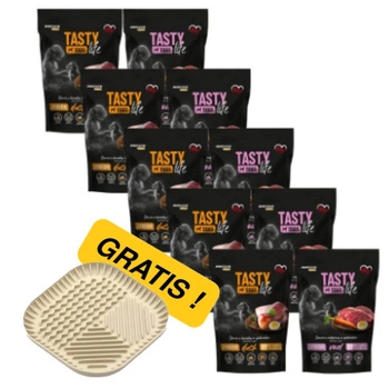 Tasty Dogs Life Junior Dish Mix príchutí v želé 10x500g + Miskomata ZADARMO!