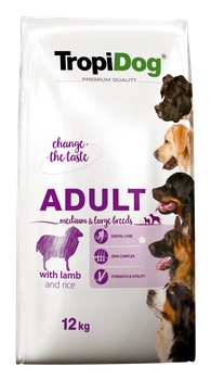 TropiDog Premium Adult MEDIUM & LARGE BREEDS - s jahňacím mäsom a ryžou 12kg