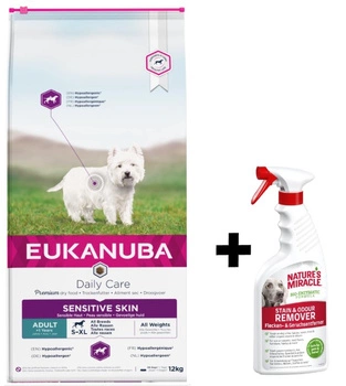 EUKANUBA Daily Care Adult Sensitive Skin 12kg + Nature's Miracle Stain & Odour REMOVER DOG 473 ml ZADARMO!