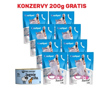 Silikónová podstielka pre mačky Cat Sand 8x3,8l (11,6kg) + krmivo pre mačky 200g ZADARMO