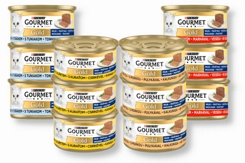 Purina Gourmet Gold mousse - zmes príchutí 12x85g