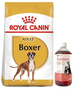 ROYAL CANIN Boxer Adult 12kg & LAB V Olej z łososia dla psów i kotów 1000ml