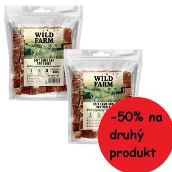 WILD FARM jahňacie a treska kocky mäkké 2x500g psie maškrty