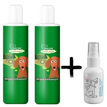 OVER ZOO Frutti Power Kiwi šampón pre krátkosrsté psy 2x200ml + Zubná pasta pre zvieratá 50 ml ZADARMO!