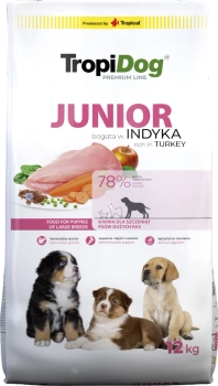 TROPIDOG Premium Junior L s krůtím masem a rýží 12kg