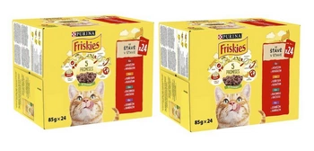 PURINA Friskies Mäso pre mačky v omáčke MIX príchutí 48x85g