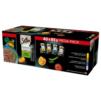 SHEBA Nature’s Collection Výber príchutí 40x85 g - vlhké kompletné krmivo pre dospelé mačky, v omáčke