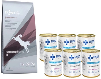Trovet IPD  Hypoallergenic Insect  10kg & ENZO VET Hypoalergénne hypoalergénne krmivo s morkou pre psov 6x400g