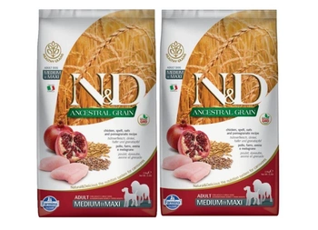 Farmina N&D Ancestral Grain Dog Chicken and Pomegranate Adult M/L 2x12kg