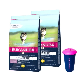 Eukanuba Puppy Grain Free L 2x3 kg + 4,5 kg nádoba na potraviny ZADARMO