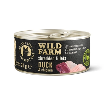 WILD FARM Fillets Duck&Chicken 70g - mokré krmivo pre mačky bez obilnín vo vývare
